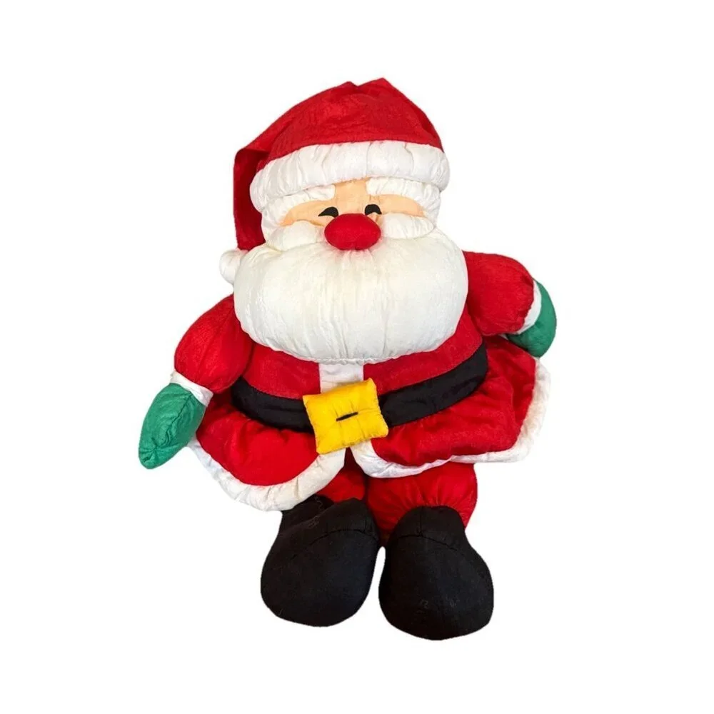 Vintage Hallmark Nylon SANTA CLAUS Plush Doll 12” Parachute Style Stuffed Toy